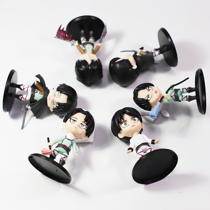 6Pcs/set Anime Attack on Titan Figure Toys Eren Jaeger Mikasa Ackerman Levi Rivaille Levi Ackerman PVC Action Figure Model Toys