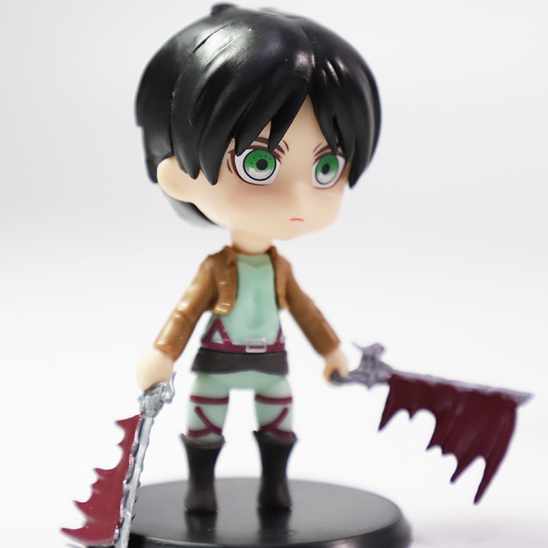 6Pcs/set Anime Attack on Titan Figure Toys Eren Jaeger Mikasa Ackerman Levi Rivaille Levi Ackerman PVC Action Figure Model Toys