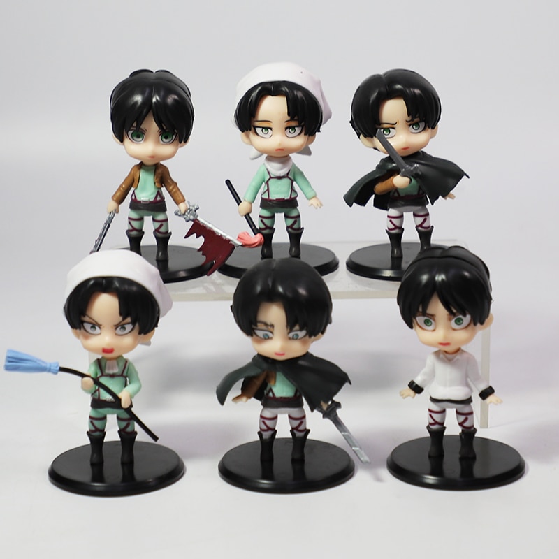 6Pcs/set Anime Attack on Titan Figure Toys Eren Jaeger Mikasa Ackerman Levi Rivaille Levi Ackerman PVC Action Figure Model Toys