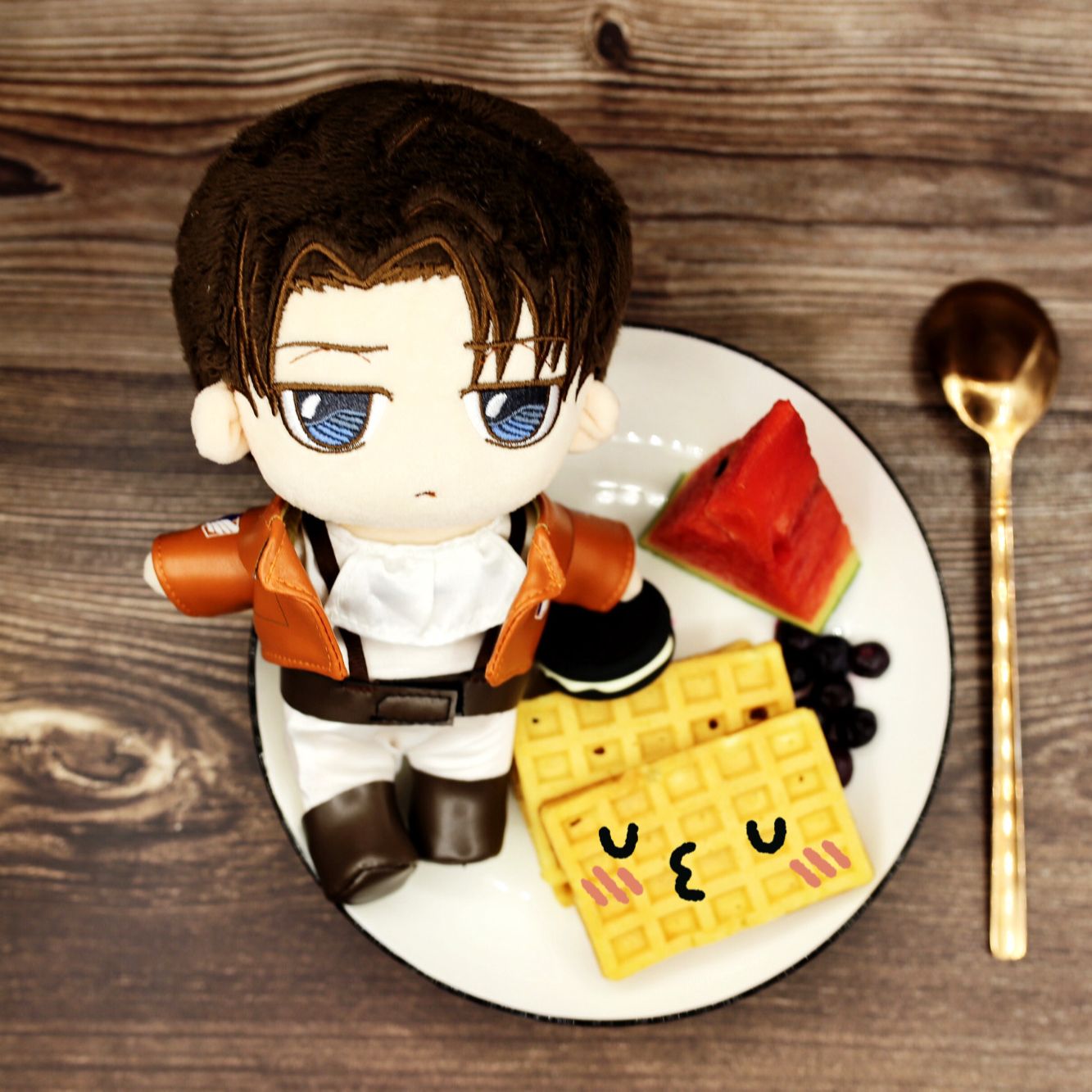 Anime Attack On Titan Levi Plush 9 23cm Uoozii Ackerman Doll Clothes Changeable Plushie Figure Anime 4 - Attack On Titan Store
