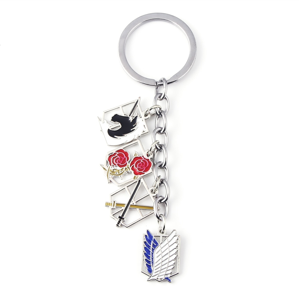 Attack On Titan Keychain - AOT Anime Survey Corps Military Pendant Key Chain
