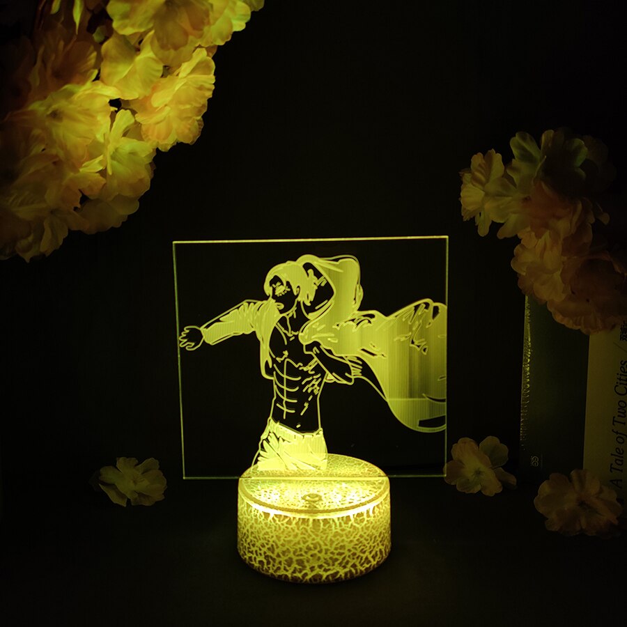 Attack On Titan 3D Lamp - Eren AOT 3D Hologram Lighting Effect Lamp 7 Color Changing Touch Control Nightlight