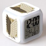 Attack On Titan Clock Merch - Wings Of Liberty In Brown 7 Colors Change Touch Light Alarm Clock