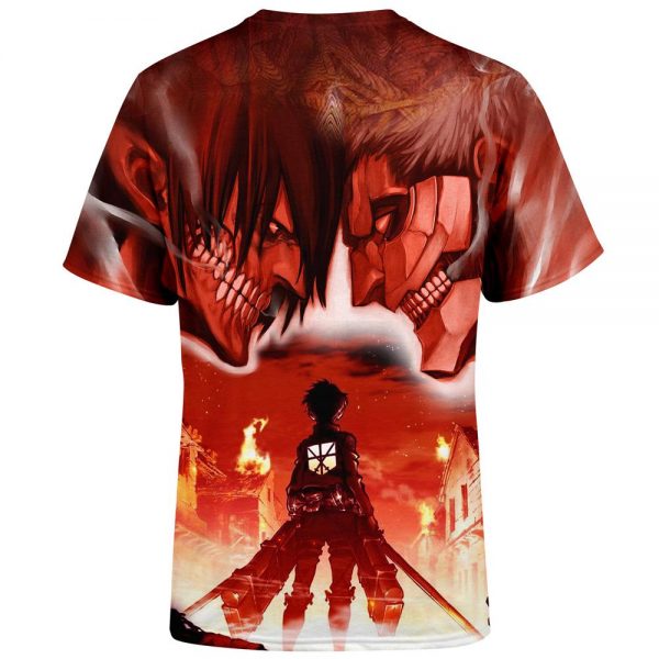 Attack on Titan Shirt Merch - Eren Yeager Burning Titan Wall Shirt - Image 2