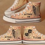 Attack On Titan Shoes Merch: Attack On Titan's Brown Logo High-Top Shoes