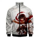 Attack on Titan Stand Collar Zipper Jacket: Mikasa Ackerman  3D