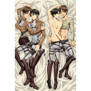 Attack On Titan Body Pillow Merch: Eren Yaeger And Levi Ackerman Body Pillow Case Dakimakura Hugging Pillow