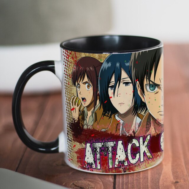 Attack On Titan Mugs - AOT 3 Main Characters Print Coffee Ceramic Mug