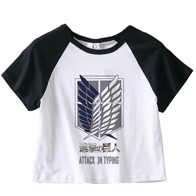 Attack On Titan Croptop - AOT Logo Vintage Ulzzang Crop Top Tees
