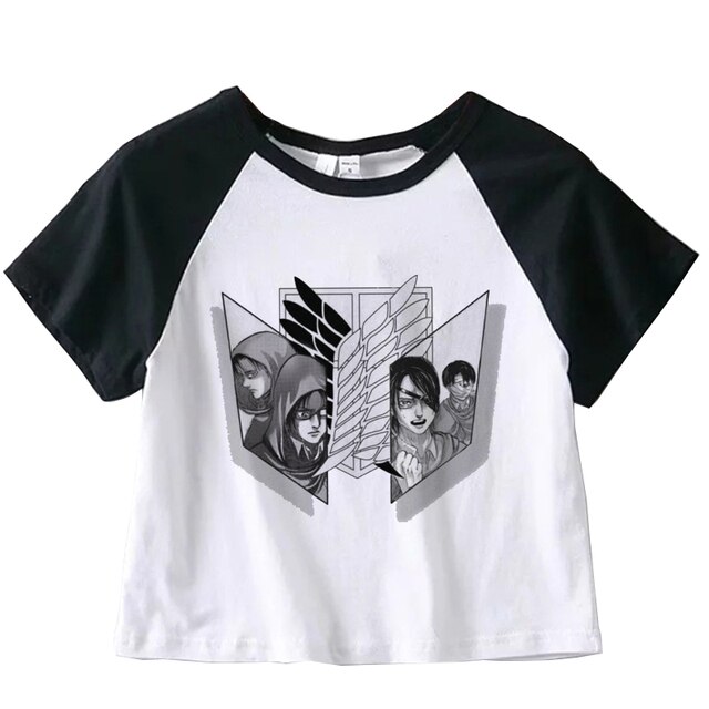 Attack On Titan Croptop - AOT Characters Vintage Ulzzang Crop Top Tees