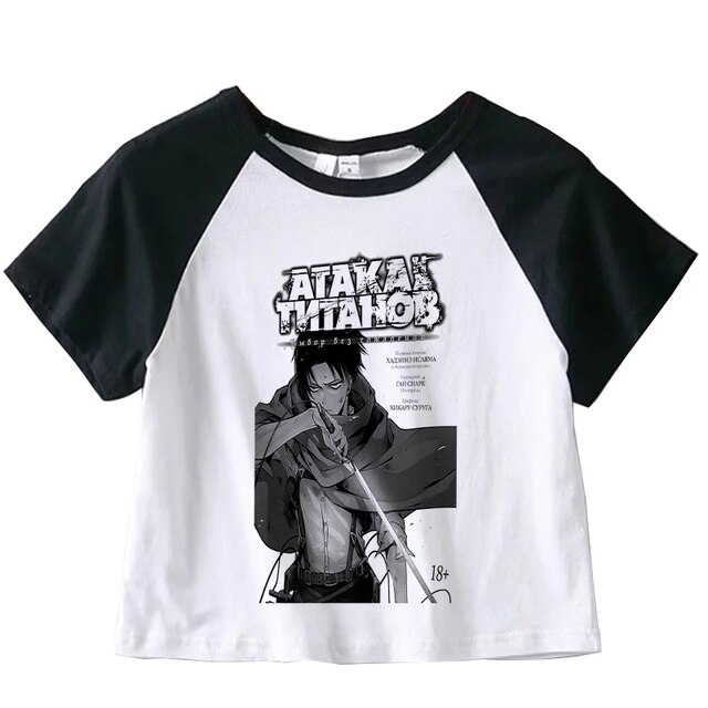 Attack On Titan Croptop - AOT Levi Ackerman Vintage Style Crop Top Tees