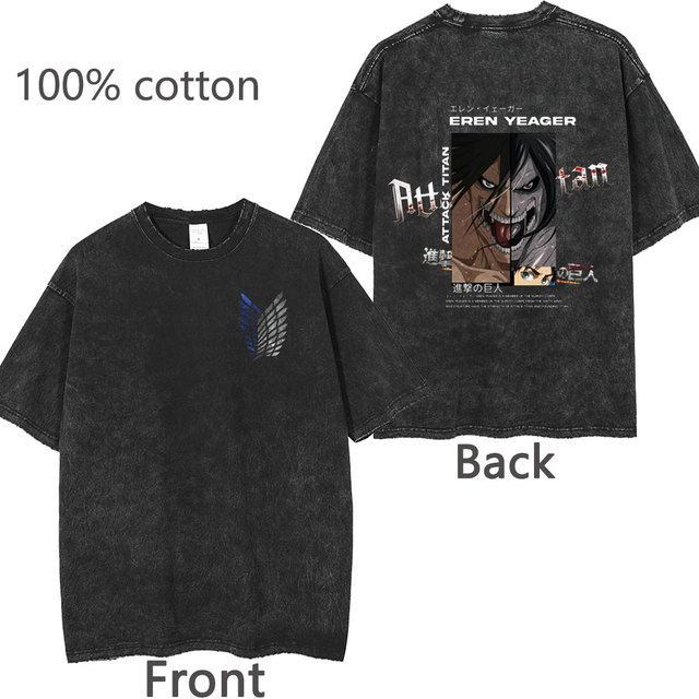 AOT Acid Wash T-shirt Eren Yeager Titan