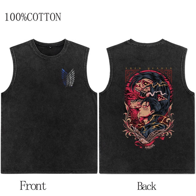 AOT Acid Wash Tanktop Eren Yeager Transformation