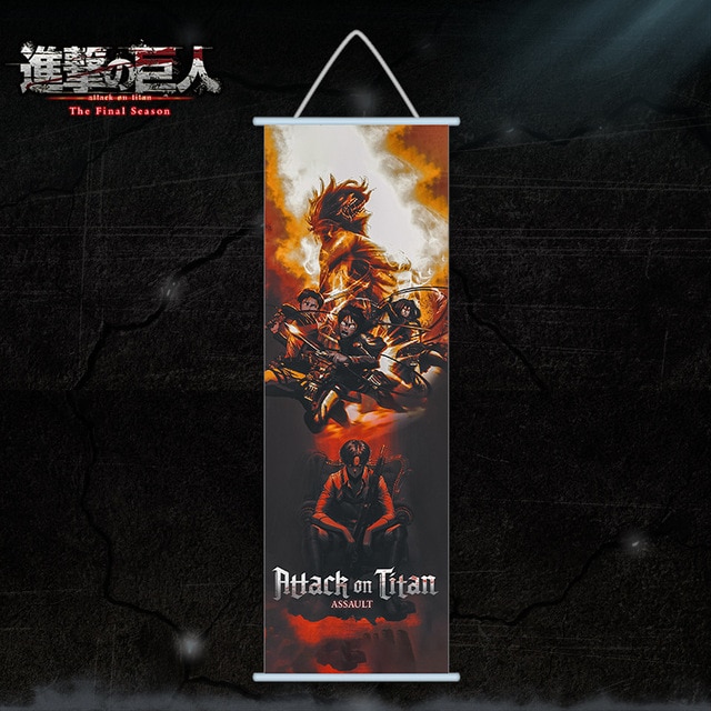 Attack On Titan Posters - Fight Battle Scroll Canvas Wall Art Poster