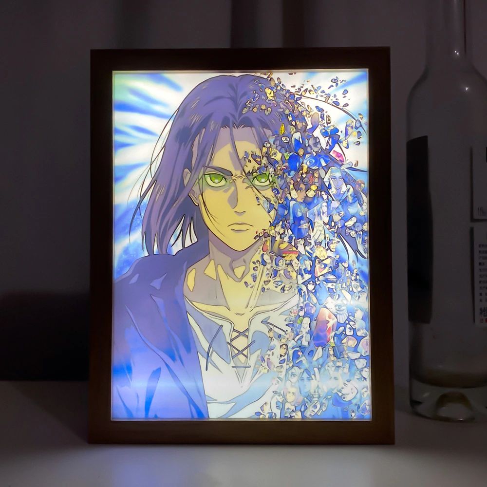 Attack on Titan Lamp - Eren Yeager Art Design 3 Colors Wood Photo Frame Light LED